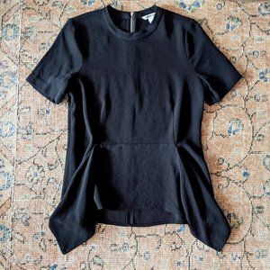 Country Road Black Short Sleeve Back Zip Top Size XXS EUC